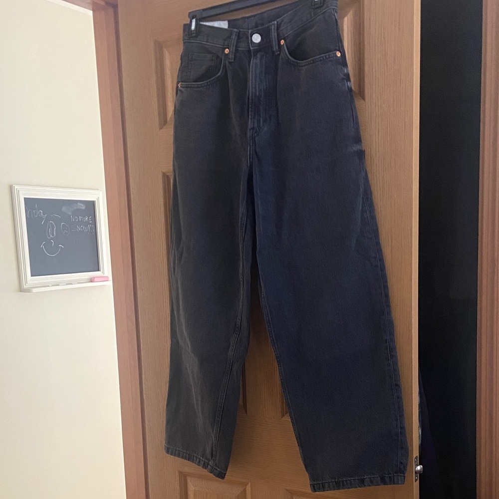 H&M Dark Gray Relaxed Fit Men Baggy Jeans